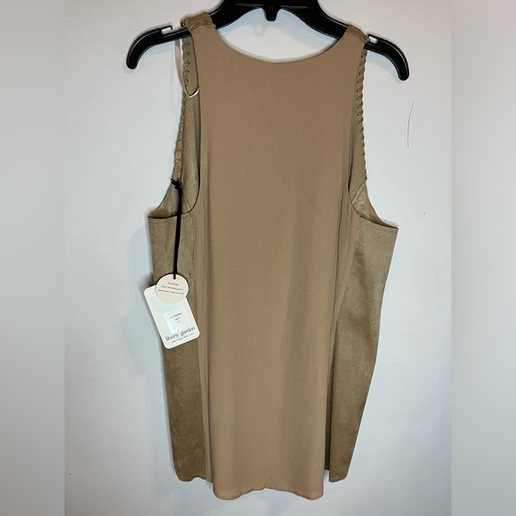 Liberty Garden Faux Suede Whipstitch Sleeveless Blouse - Picture 3 of 5